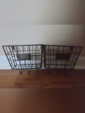 Metal Hanging Wall Storage Basket- Set Of 2